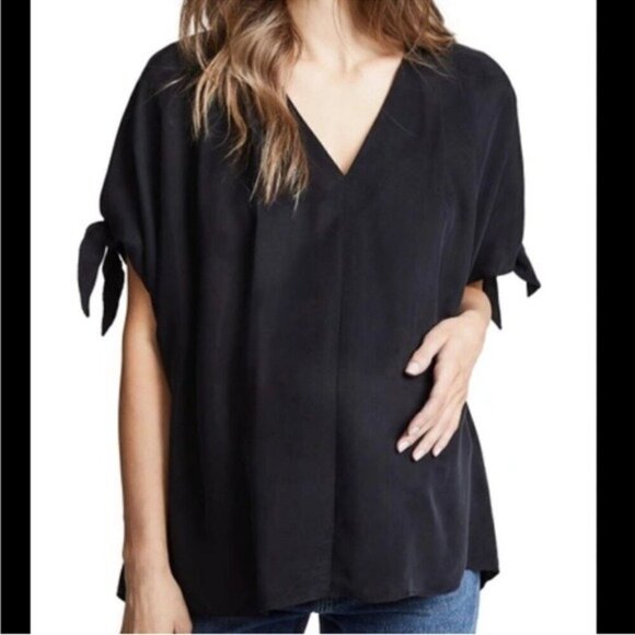 HATCH / Gabrielle Top toe sleeve dolman one size black vneck blouse top - Picture 2 of 7